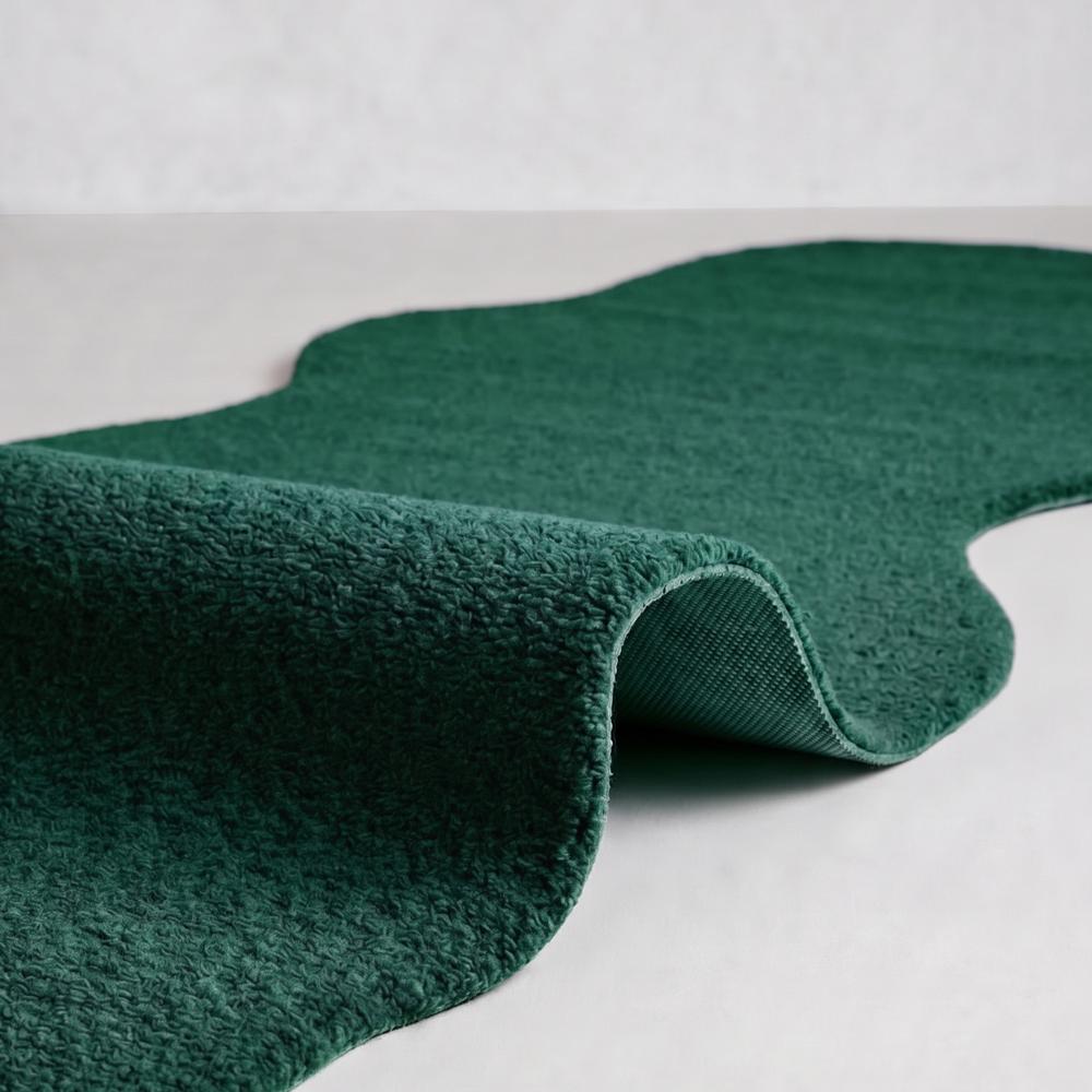 Green Handmade Tufted Rug with Irregular Wavy Shape for Modern Living Room Decor