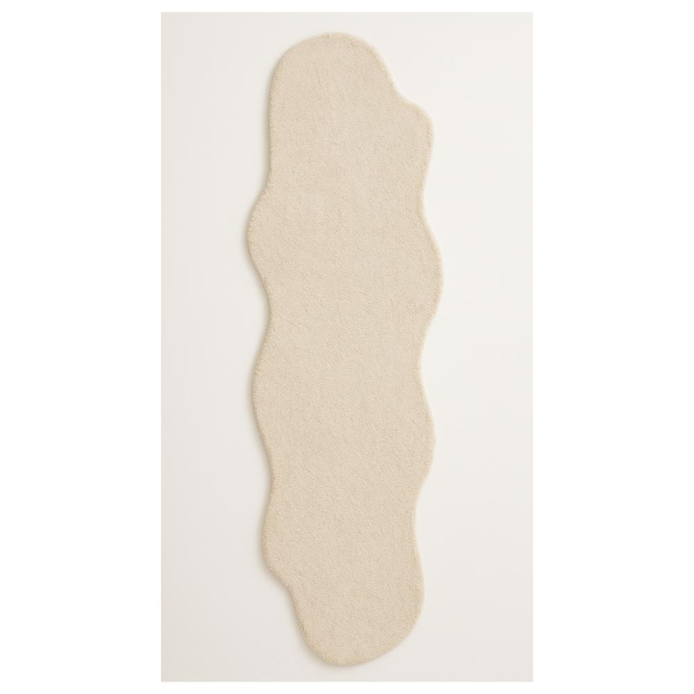 Off White Handmade Tufted Rug with Irregular Wavy Shape for Modern Home Decor