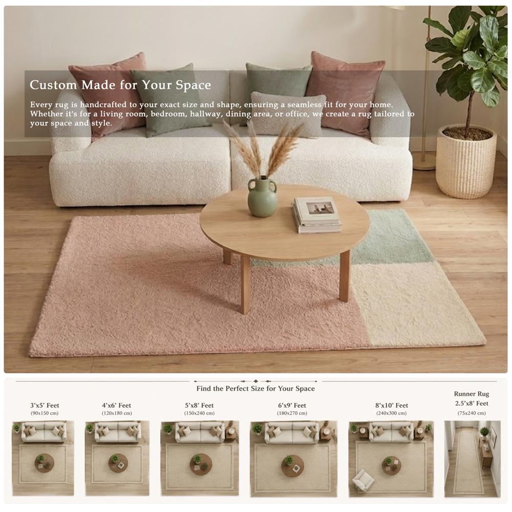 Pastel Color Block Handmade Tufted Rug With Modern Geometric Design For Home Decor - Backing Material: Canvas Latex
