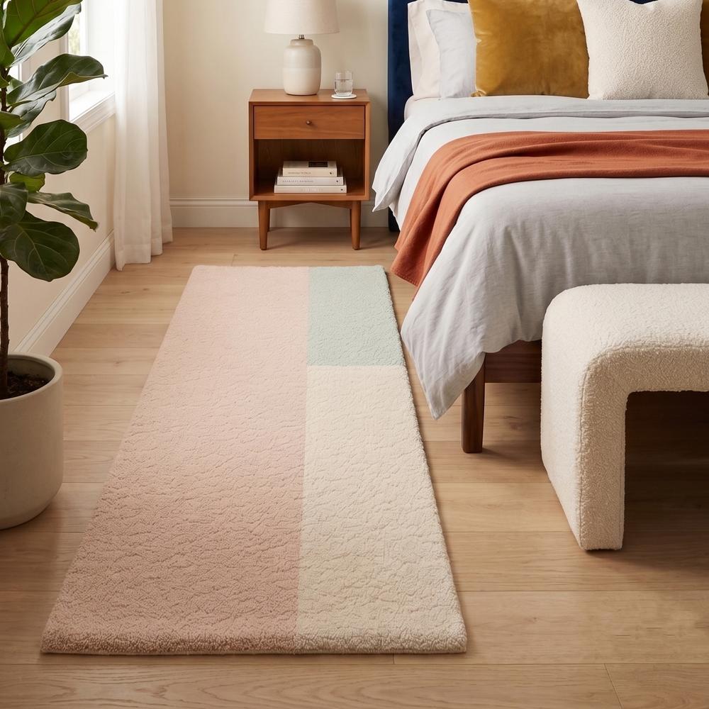 Pastel Color Block Handmade Tufted Rug with Modern Geometric Design for Home Decor