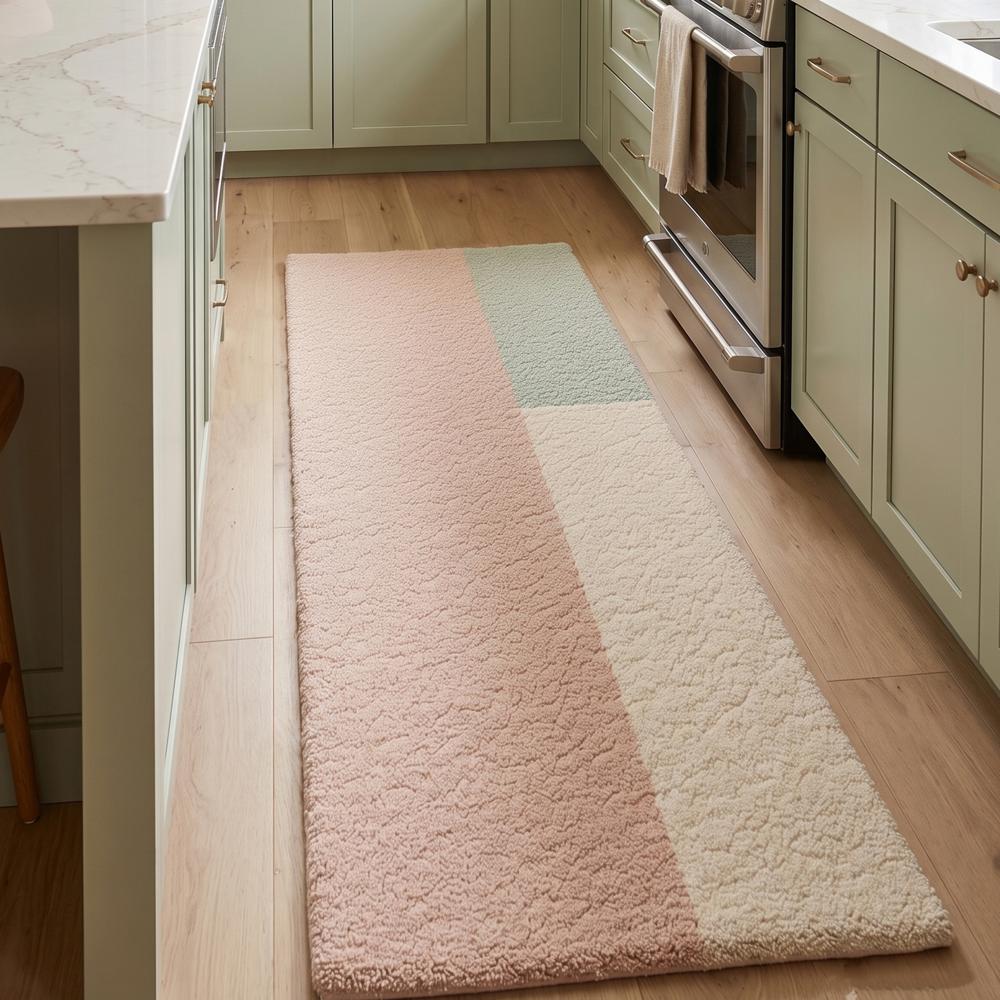 Pastel Color Block Handmade Tufted Rug with Modern Geometric Design for Home Decor