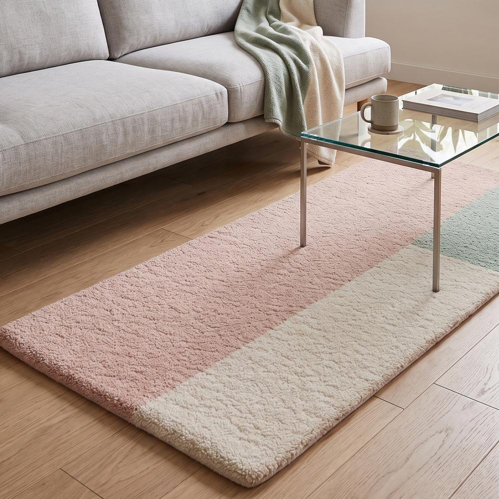 Pastel Color Block Handmade Tufted Rug with Modern Geometric Design for Home Decor
