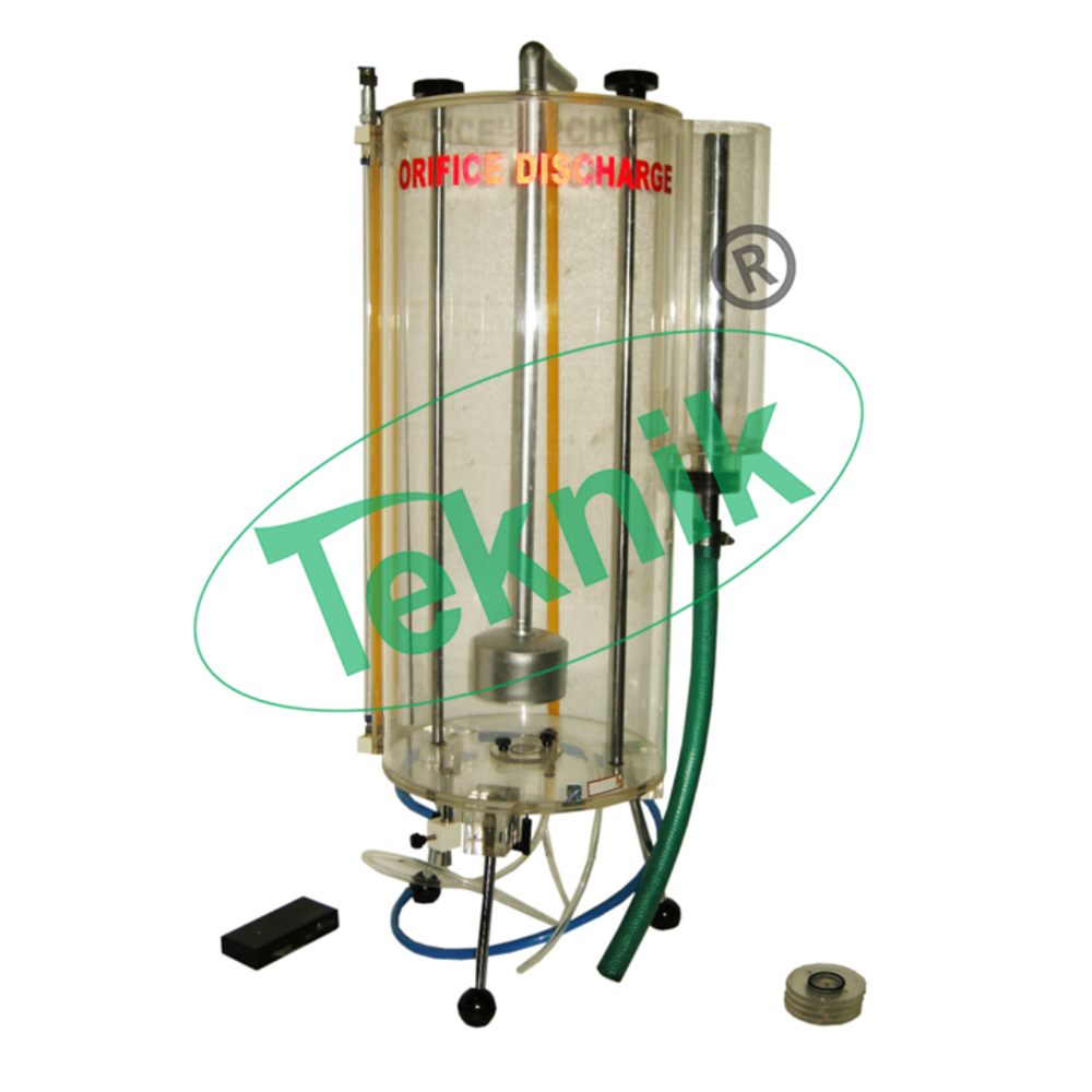 Flow Through An Orifice Apparatus - Clear Acrylic Cylinder With Adjustable Constant Head, Wire Mesh Discharge Head, Jet Measurement Capabilities