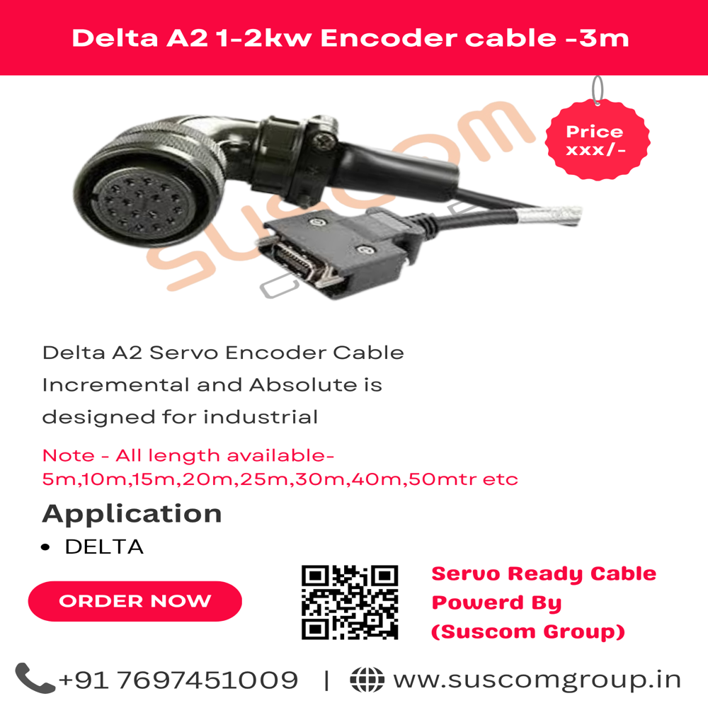 3m Delta A2 1-2kw Encoder Cable - Application: Construction