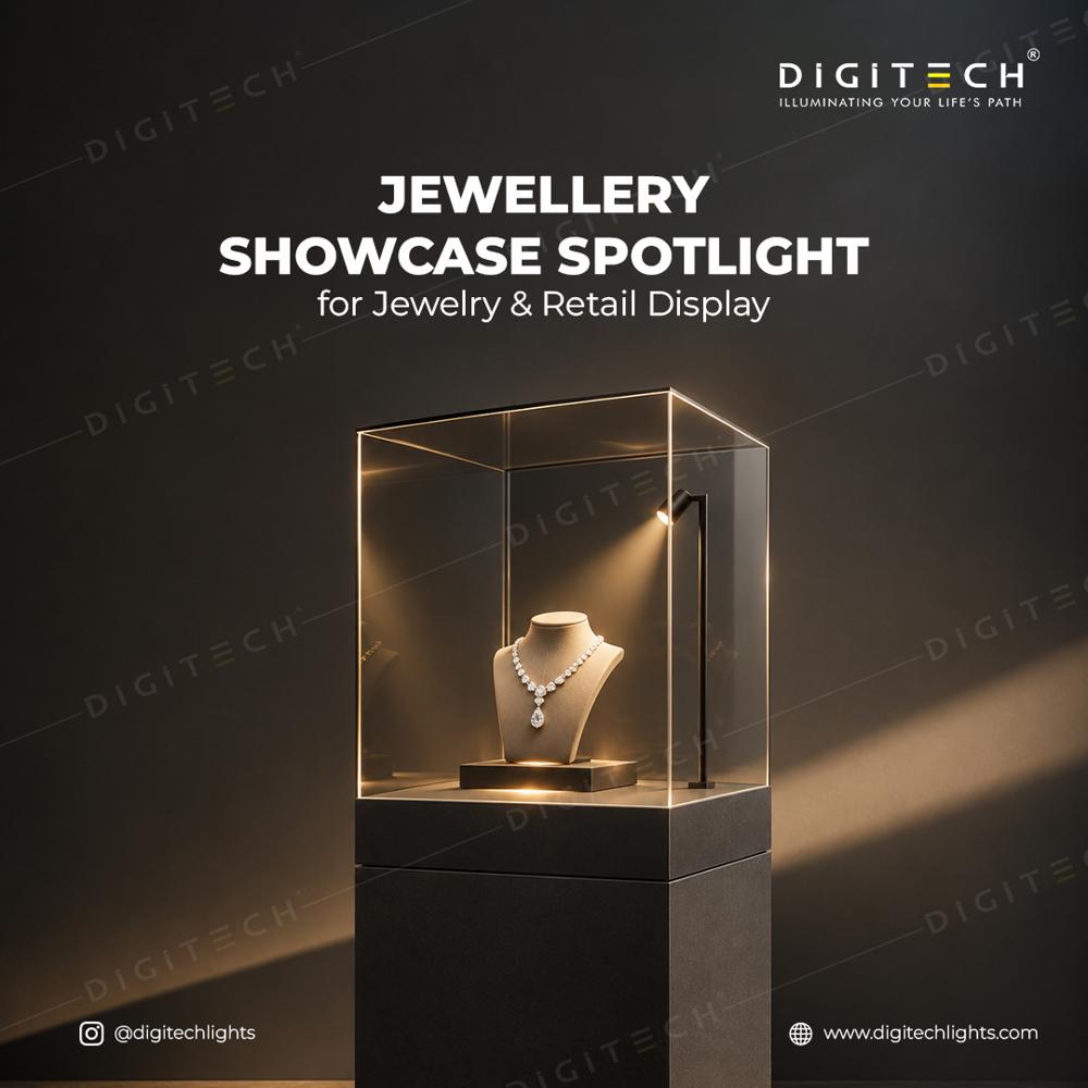 Jewellery Showcase Led Spotlight Pole Type In Display Light For Jewellery Store And Retail - Color: Black / Dark Finish
