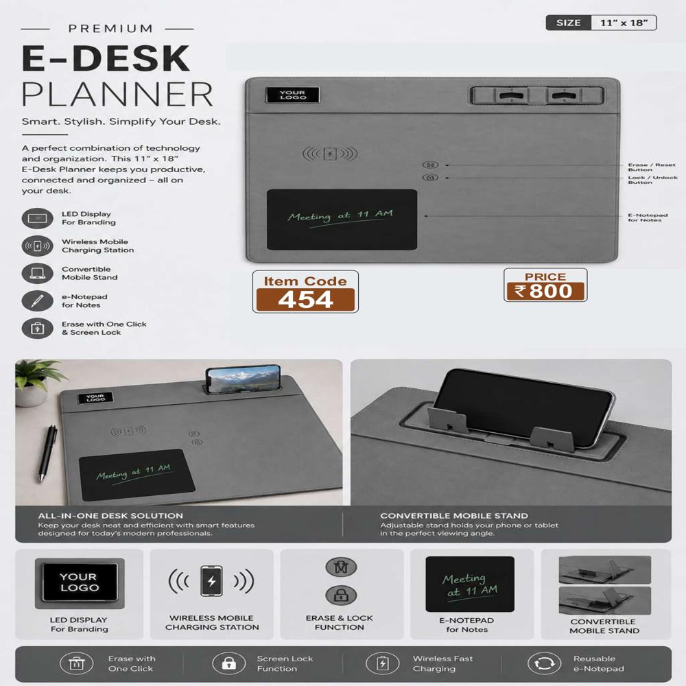 Itemcode-454 E-desk Planner - Color: Grey