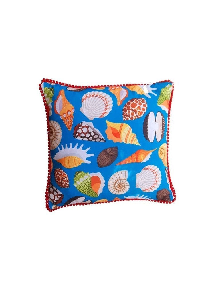 30x30 Cms Sea Conch Printed Cushion Cover With Filler