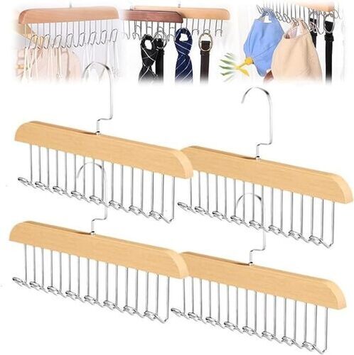 Multi Purpose And Hook Wooden Hanger