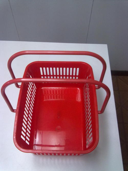 Fruit Basket - Plastic, 10x8x6 inches, Red | Durable, Lightweight, Corrosion Resistant, Easy Handling, High Strength, Metal Handle