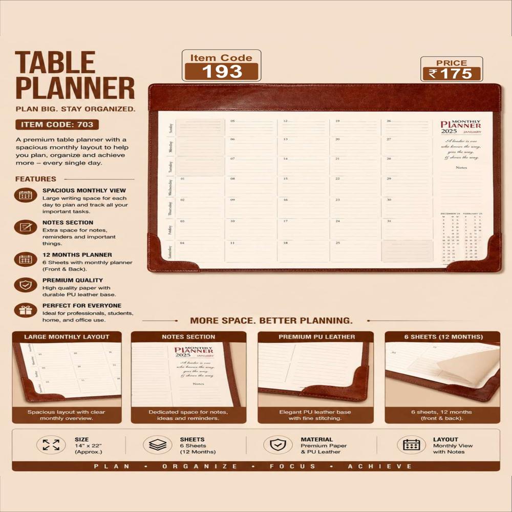 Itemcode-2027193 Table Planner - Color: Brown