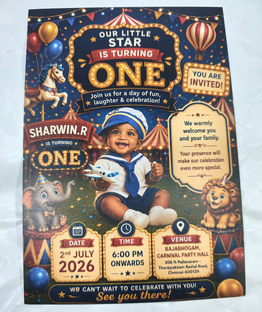 1st Birthday Invitation Card