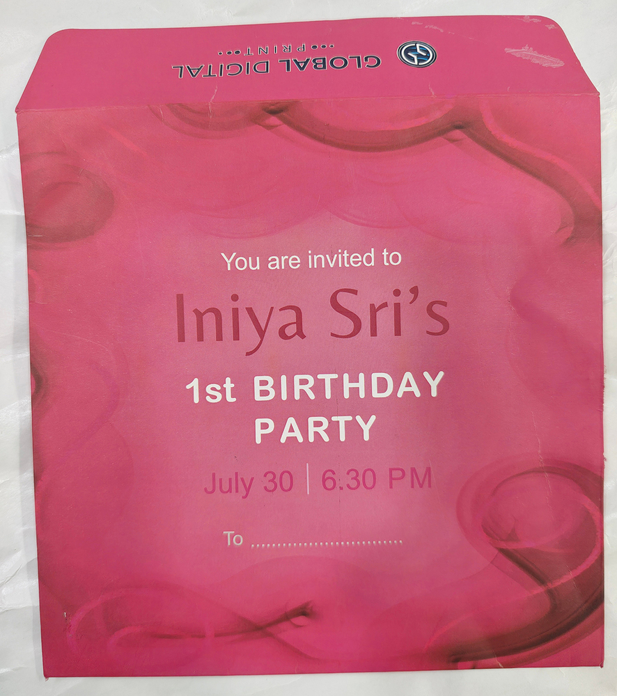 Iniya Sris 1st Birthday Invitation Card