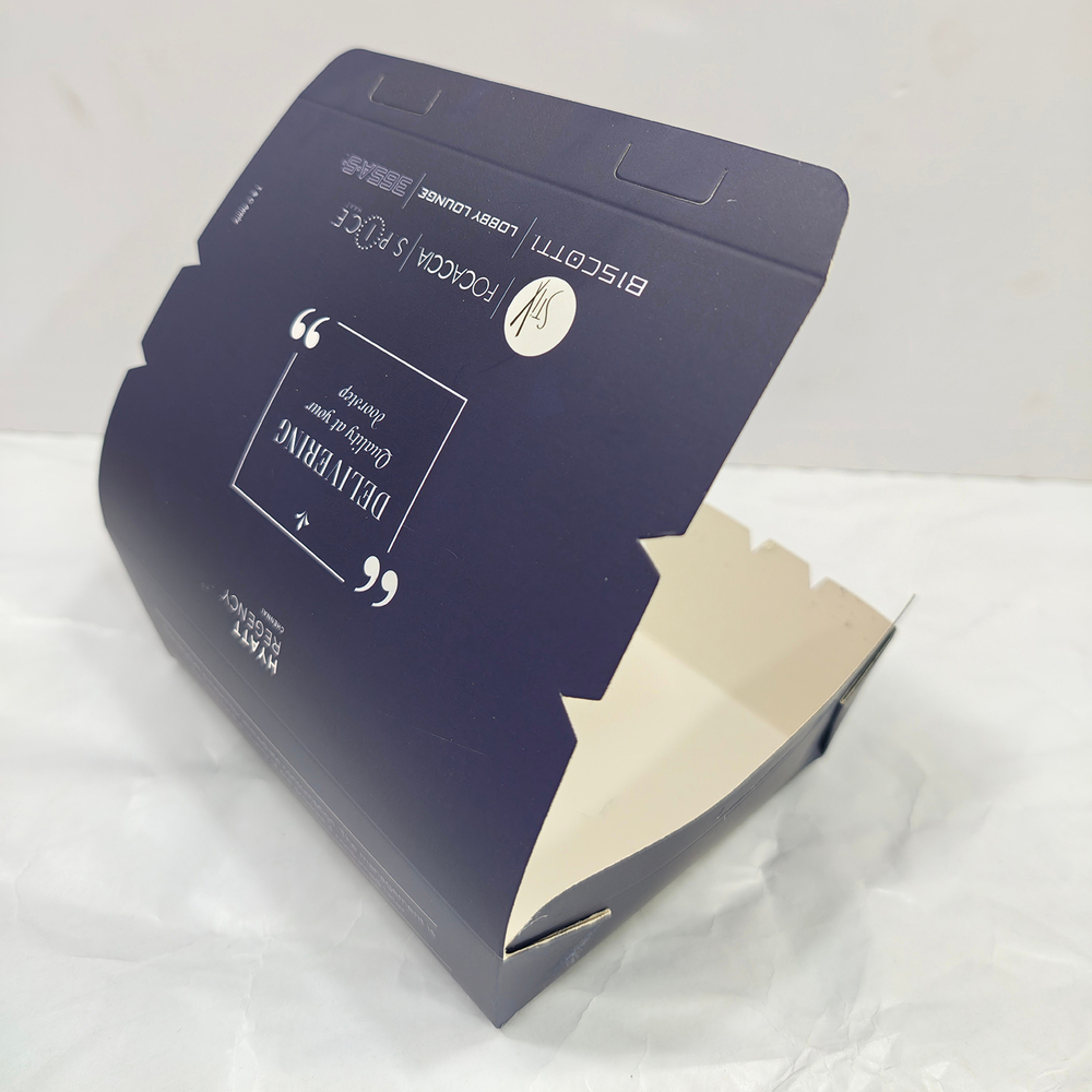 Dark Blue Paper Food Delivery Box