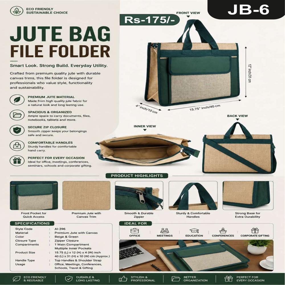 Jalan JB-6 Jute Bag File Folder 