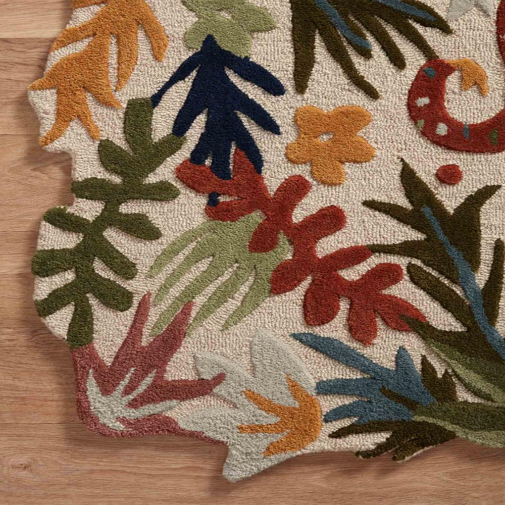 Handmade Wool Tufted Jungle Animal Rug with Colorful Botanical Design for Kids Room and Home Decor