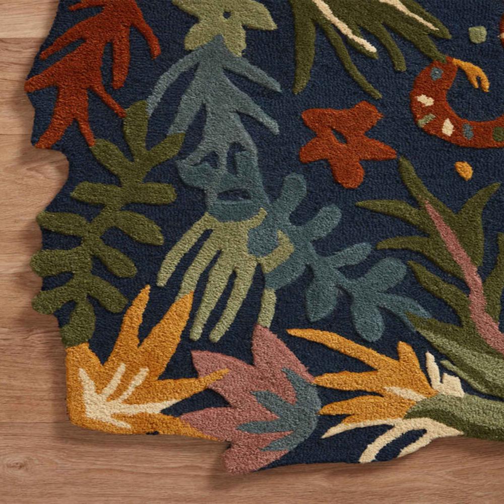 Handmade Wool Tufted Jungle Animal Rug with Colorful Tropical Leaf Design for Kids Room Decor