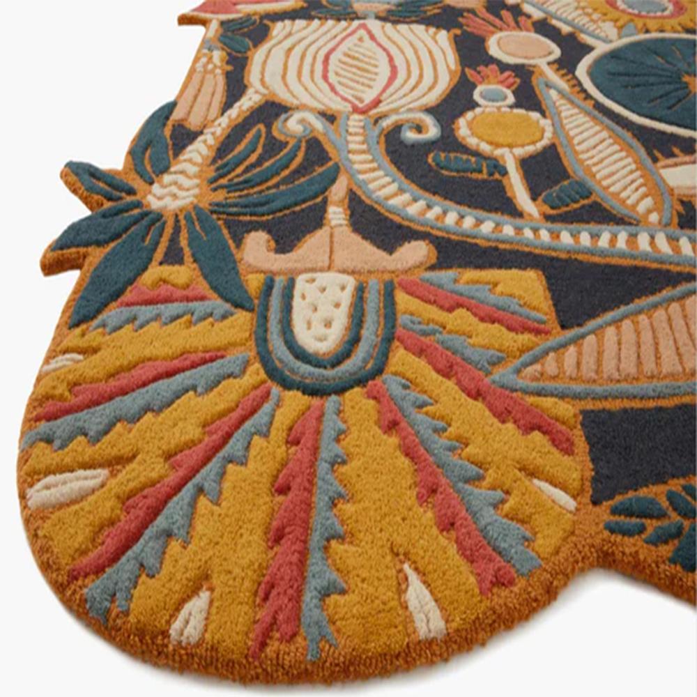 Handmade Wool Tufted Abstract Floral Rug with Colorful Botanical Design for Modern Home Decor