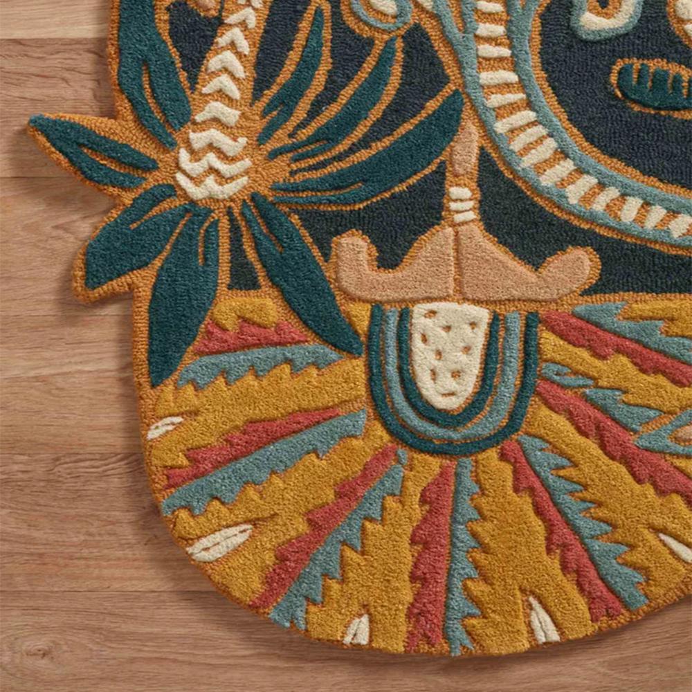 Handmade Wool Tufted Abstract Floral Rug with Colorful Botanical Design for Modern Home Decor
