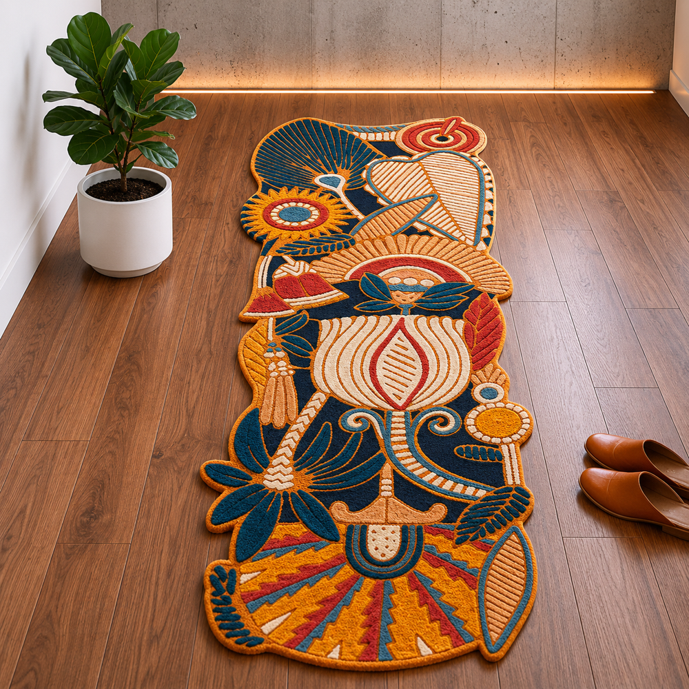 Handmade Wool Tufted Abstract Floral Rug with Colorful Botanical Design for Modern Home Decor