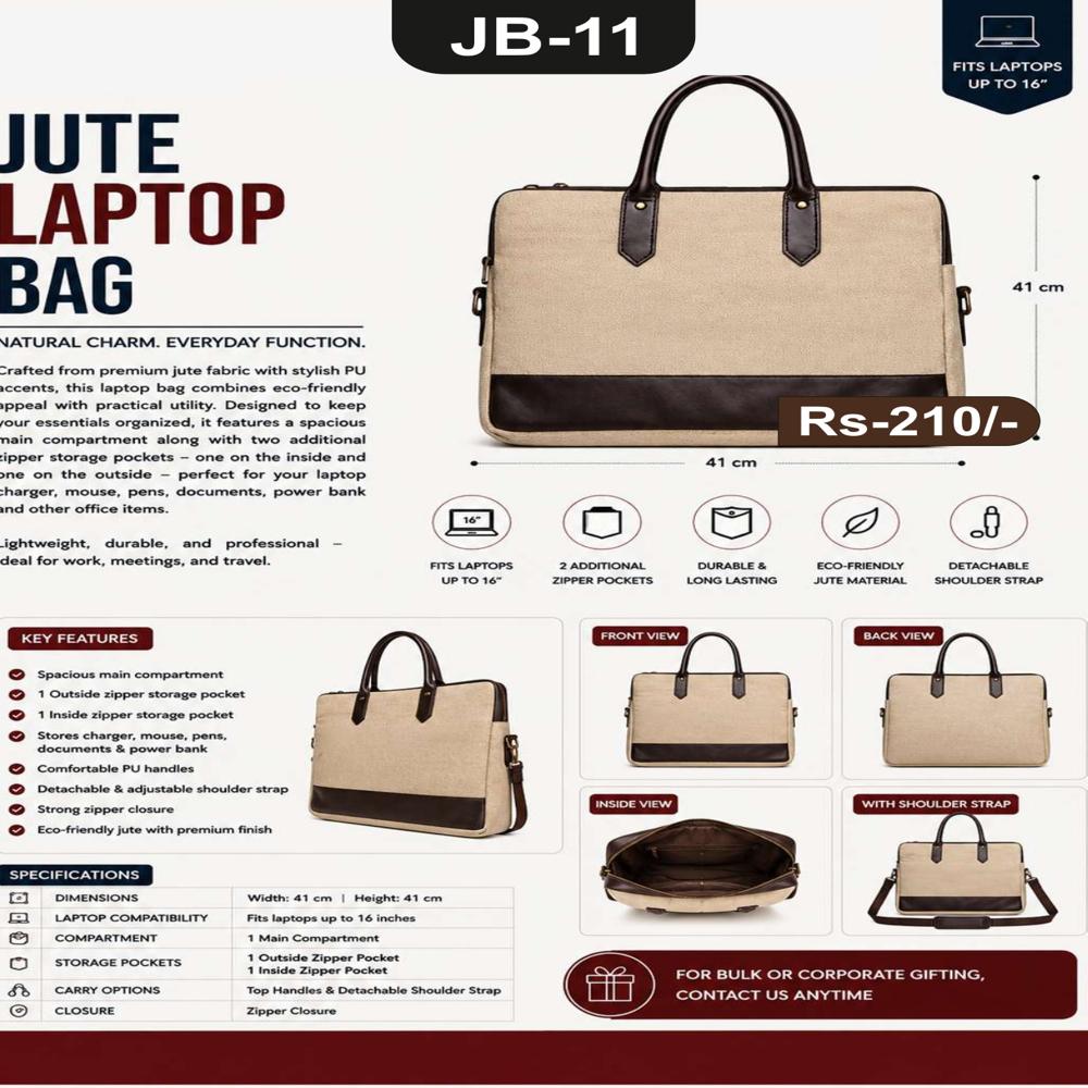 Jalan JB-11 Jute Laptop Bag 