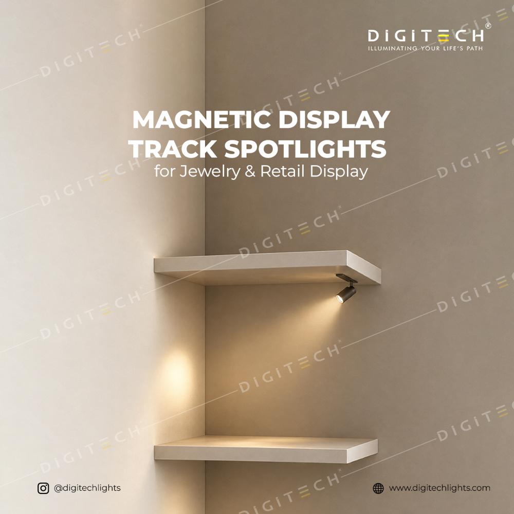 Magnetic Track Spotlight For Jewellery Showcase, Shelf & Retail Display Lighting Digitech Lights - Color: Black / Dark Finish