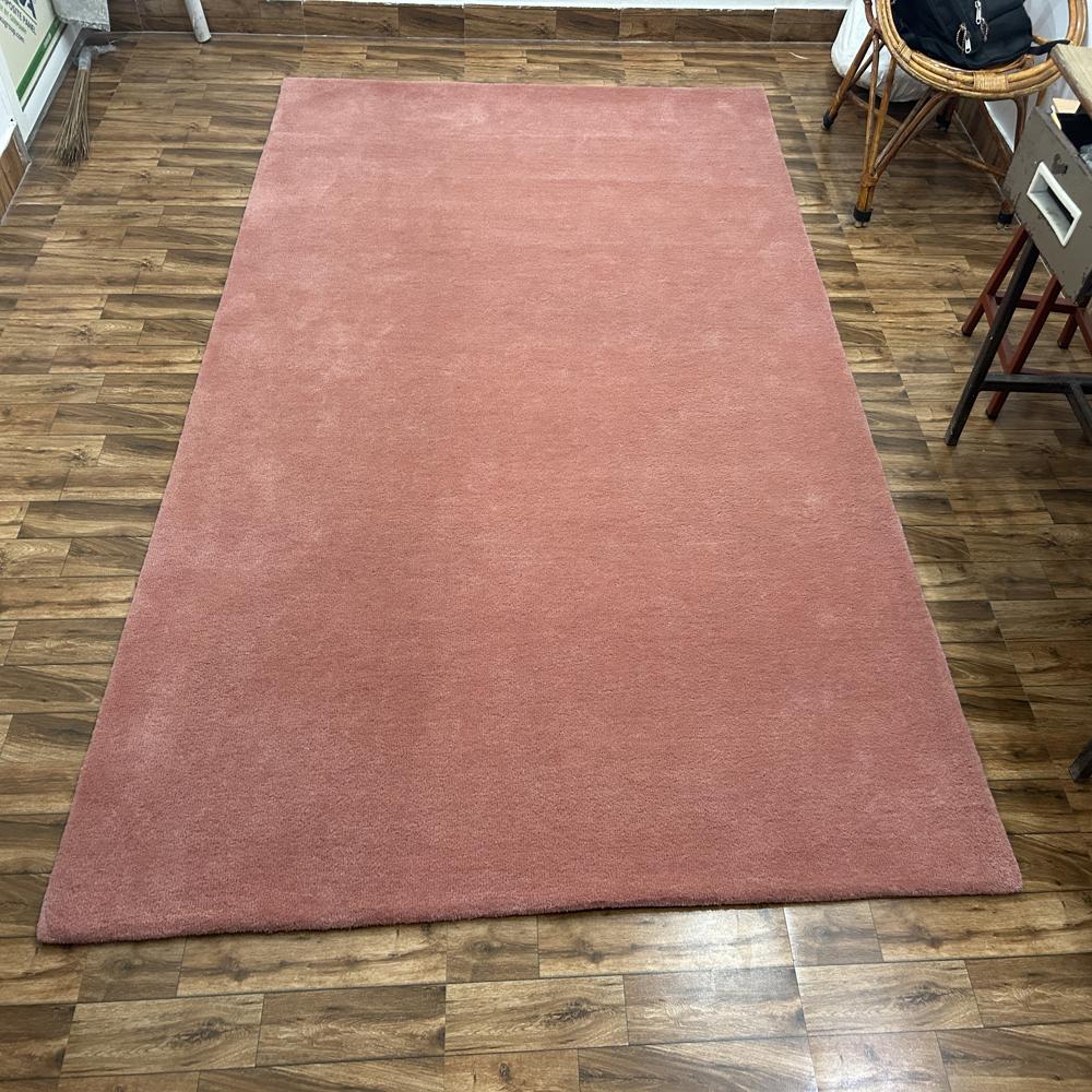 Title: Solid Pink Handmade Wool Area Rug for Living Room Bedroom and Modern Home Decor