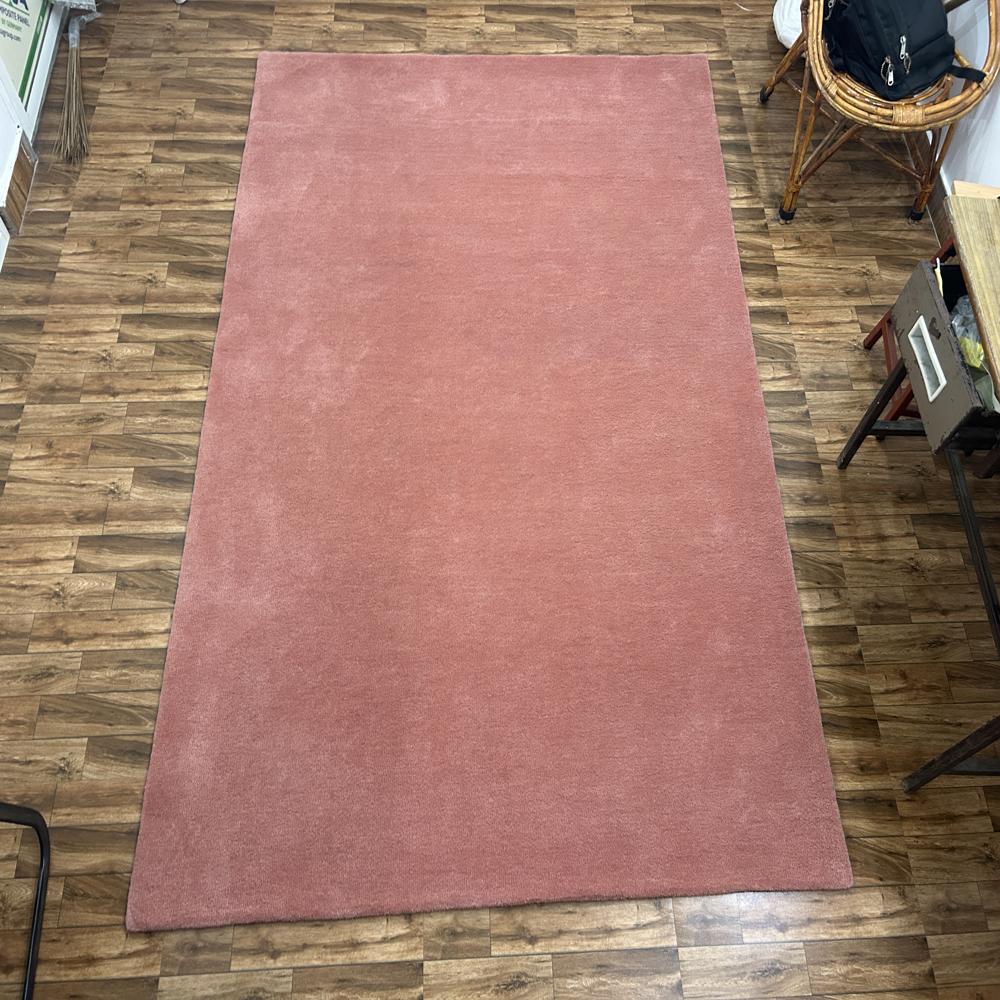 Solid Pink Handmade Wool Area Rug for Living Room Bedroom and Modern Home Decor