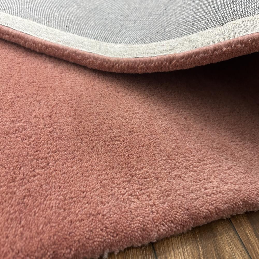 Solid Pink Handmade Wool Area Rug for Living Room Bedroom and Modern Home Decor