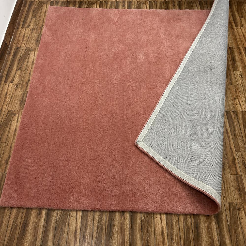 Solid Pink Handmade Wool Area Rug for Living Room Bedroom and Modern Home Decor