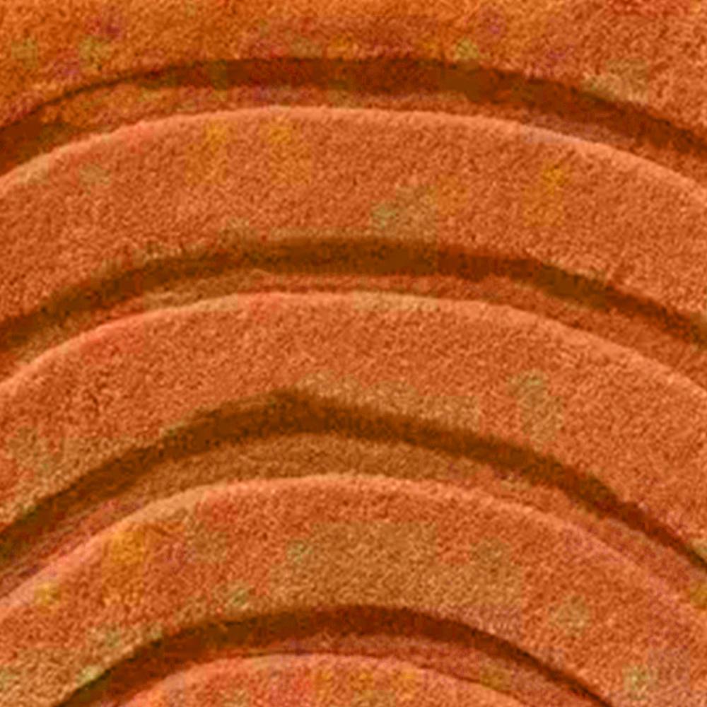 Handmade Orange Wool Tufted Rug with Wavy Scalloped Edges