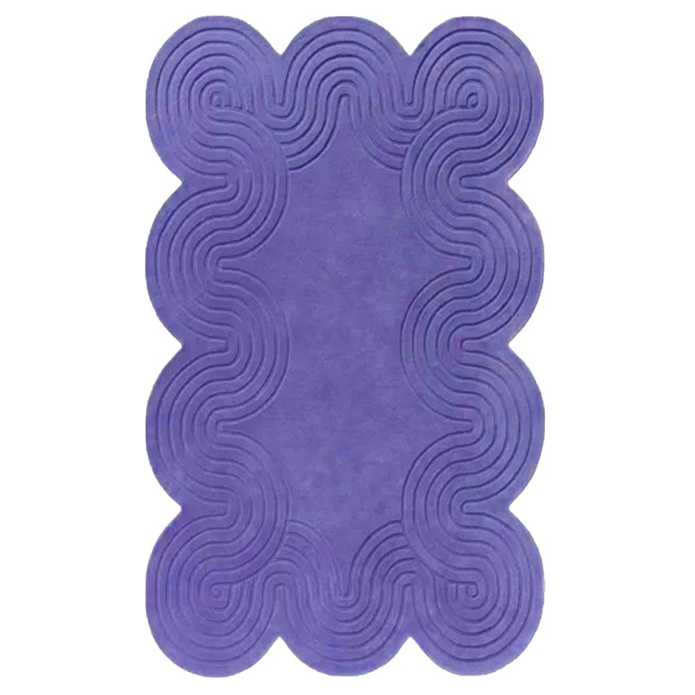 Handmade Purple Tufted Abstract Scalloped Area Rug