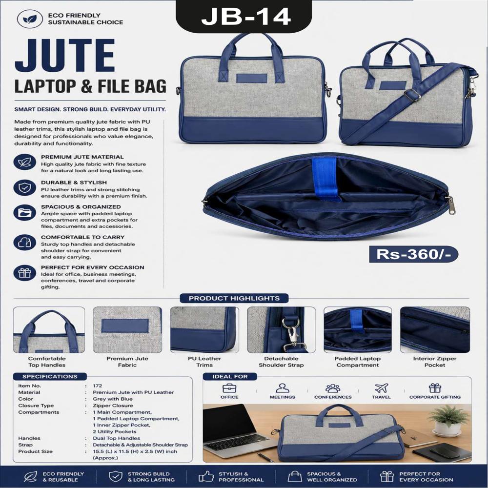 Jalan JB-14 Jute Laptop & File Bag