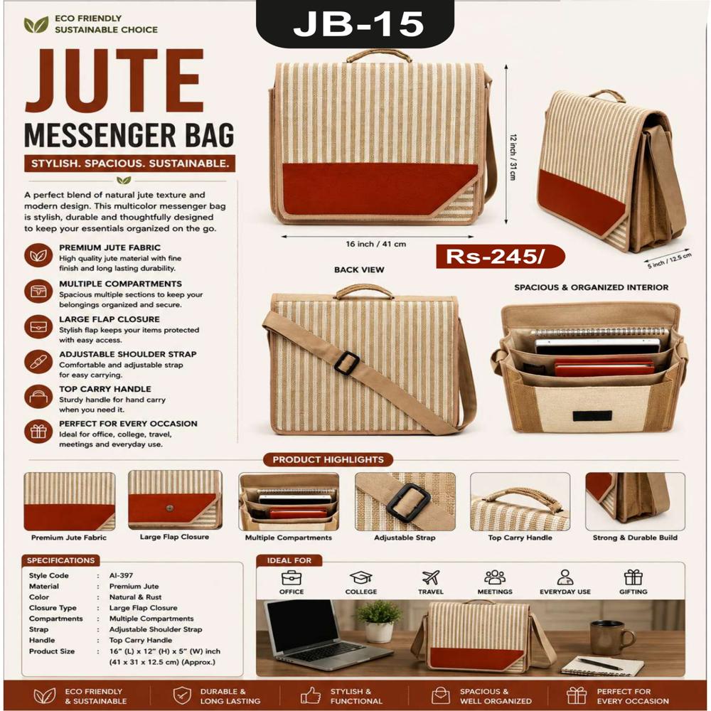 Jalan JB-15 Jute Messenger Bag 