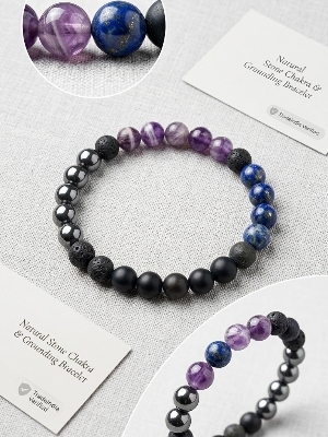 Natural Moolank 8 Crystal Bracelet - Color: Multicolor (Purple