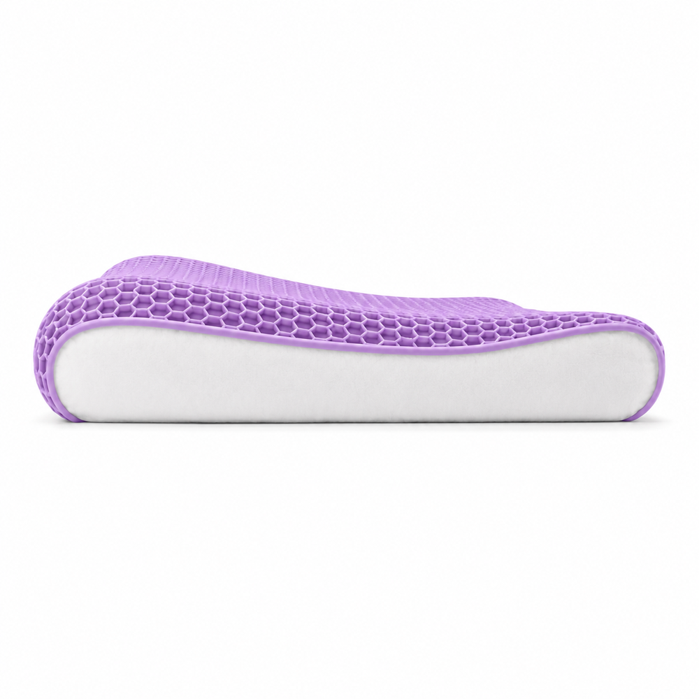 Cool Gel Grid Cover Contor Neck Pillow - Color: White