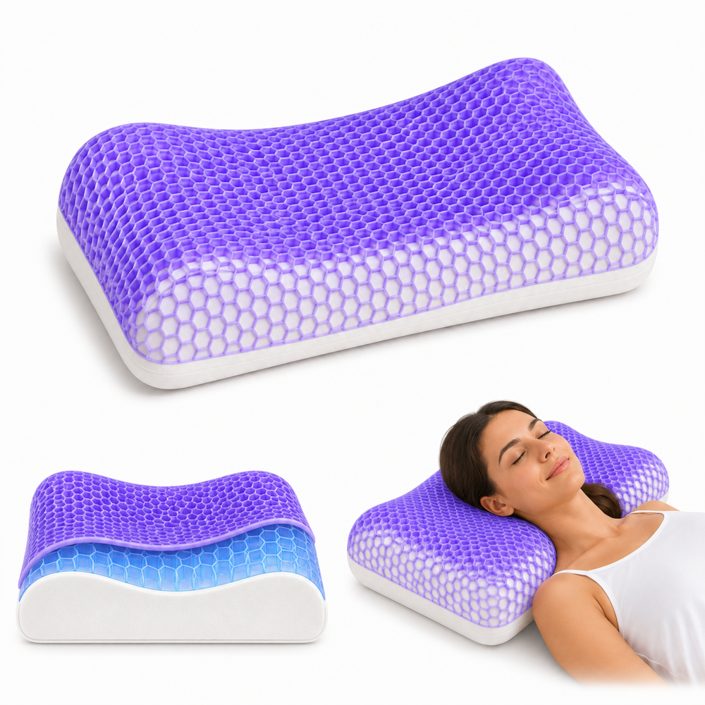 Cool Gel Grid Cover Contor Neck Pillow