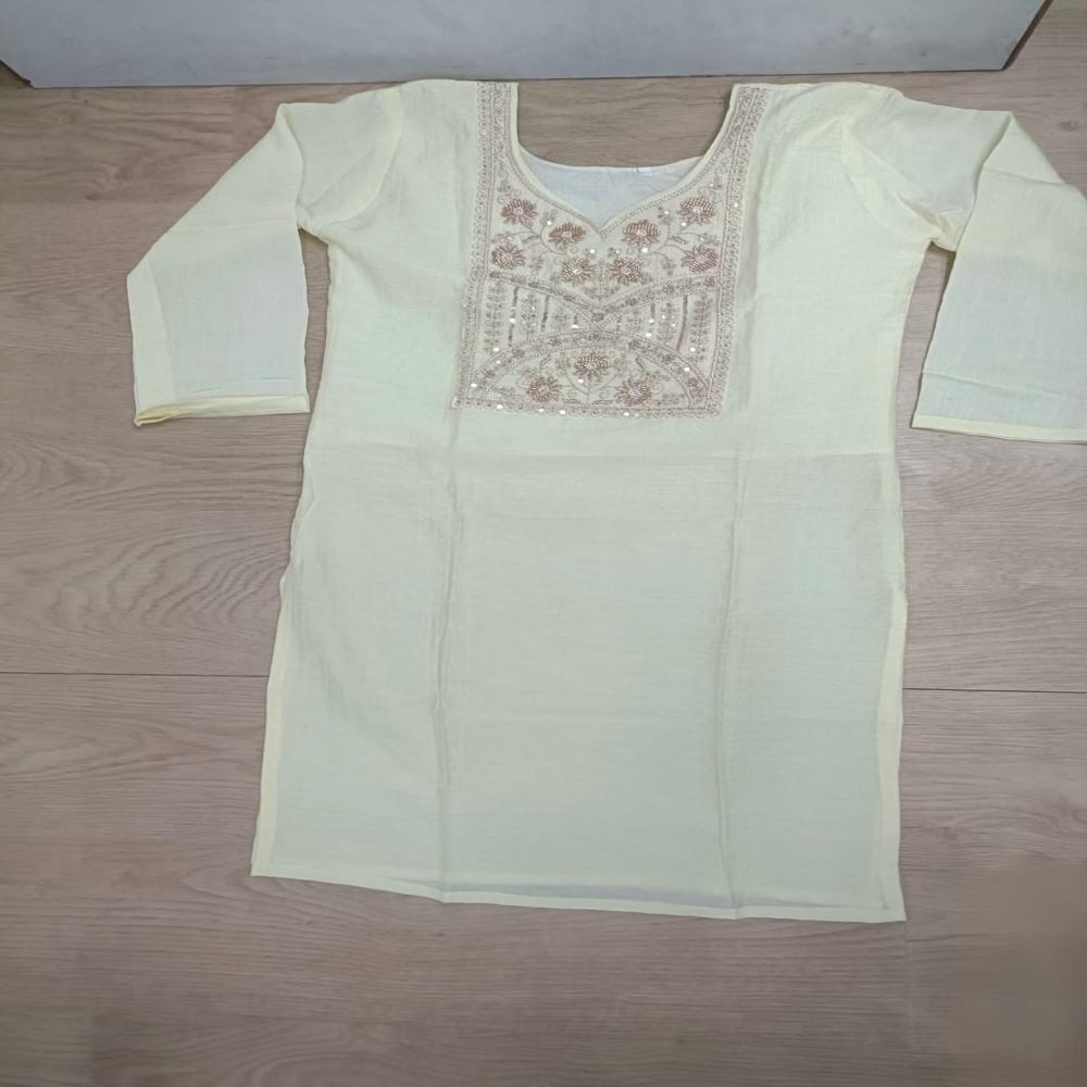 Elegant Cream Yellow Embroidered Straight Kurta Set with Matching Pants