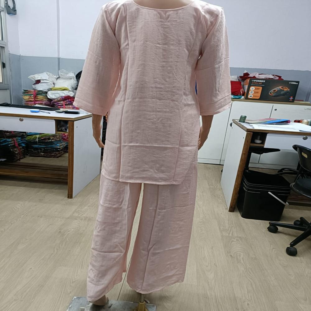 Elegant Blush Pink Embroidered Straight Kurta Set with Matching Pants