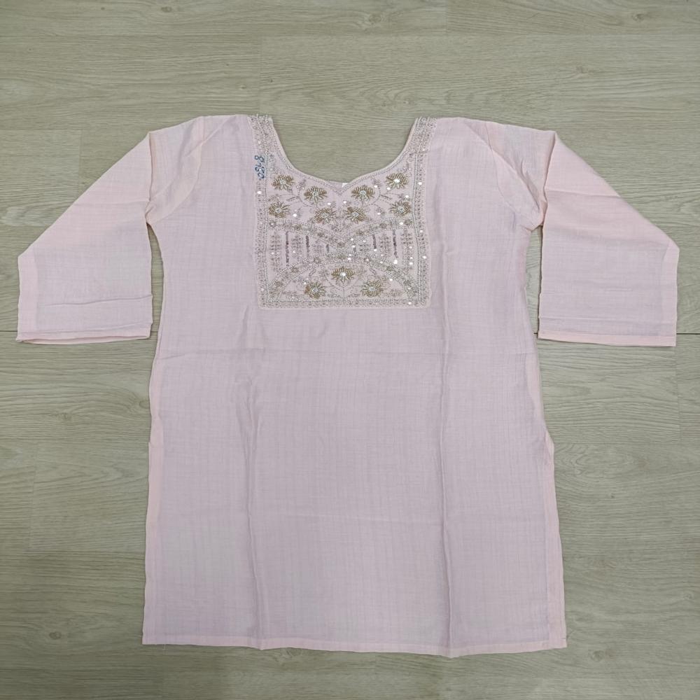 Elegant Blush Pink Embroidered Straight Kurta Set with Matching Pants
