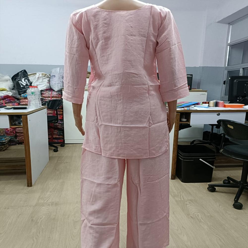 Blush Pink Premium Floral Embroidered Kurta with Intricate Golden Zari Work