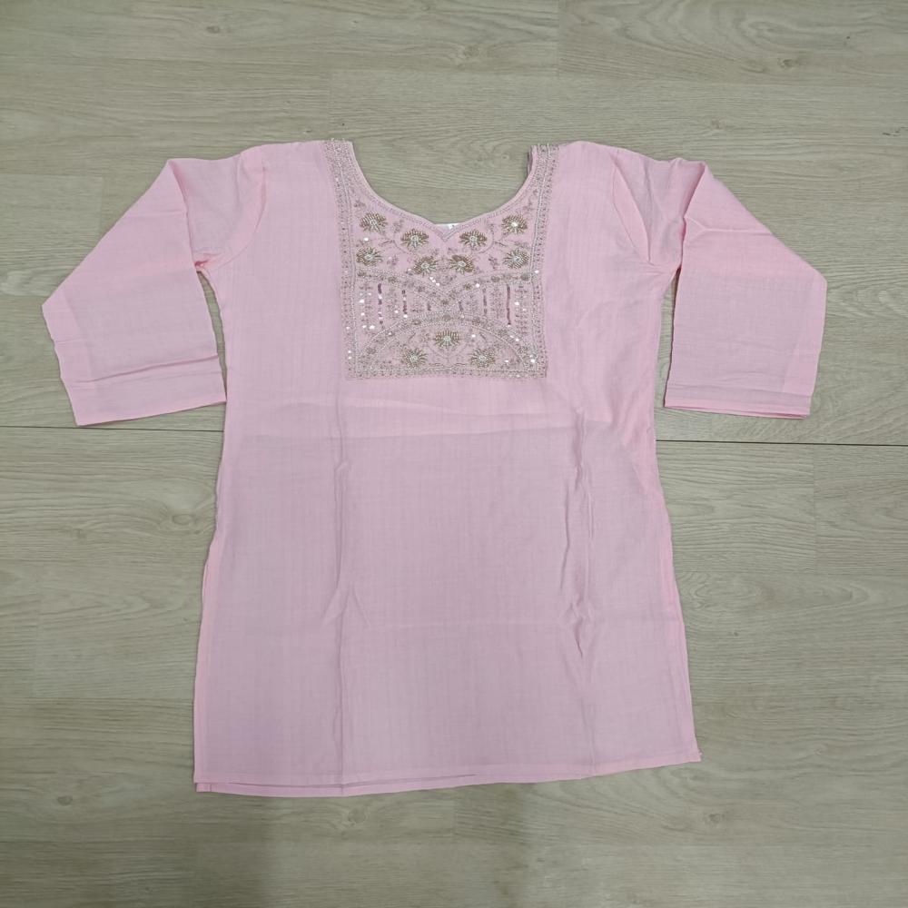 Blush Pink Premium Floral Embroidered Kurta with Intricate Golden Zari Work