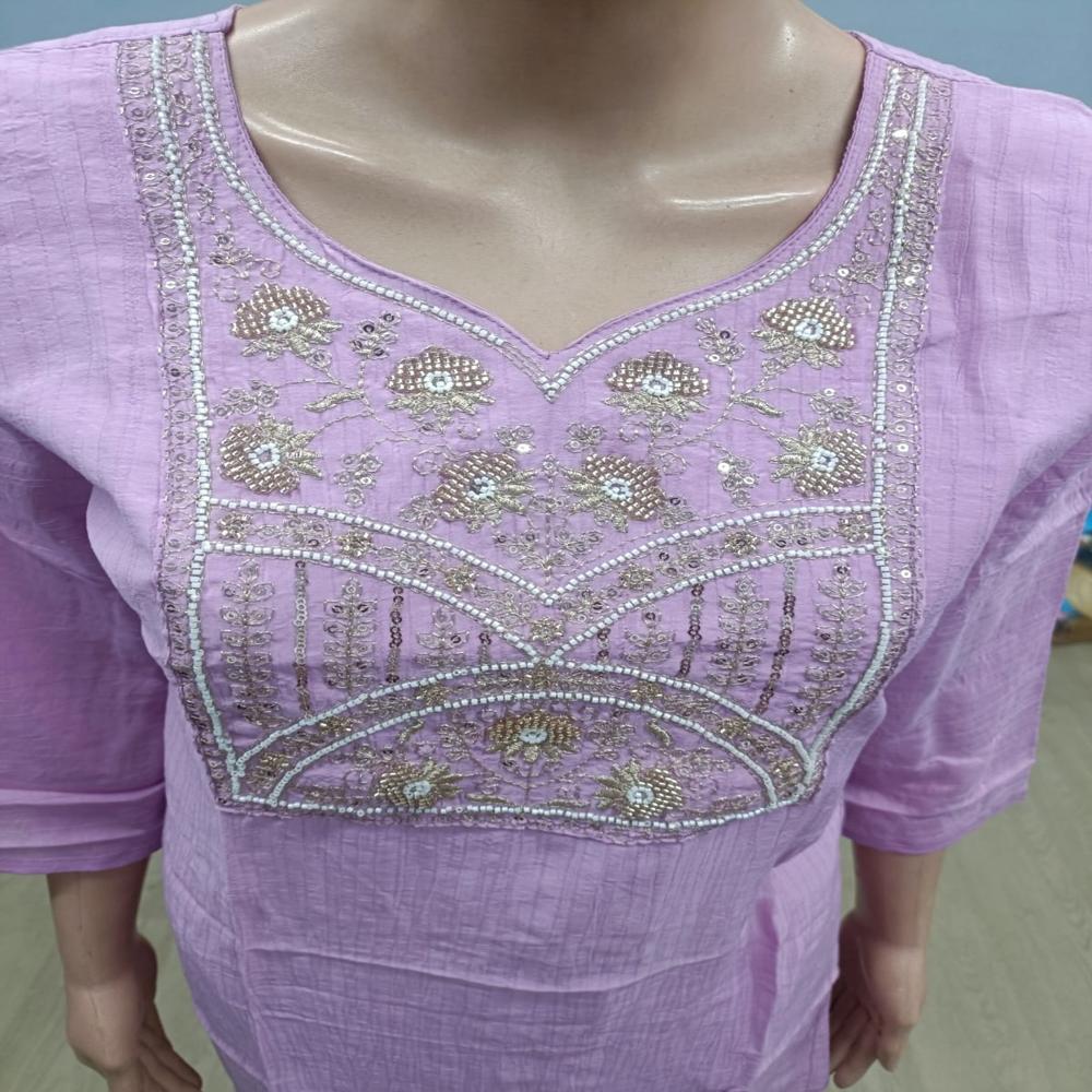 Elegant Lavender Embroidered Straight Kurta Set with Matching Pants