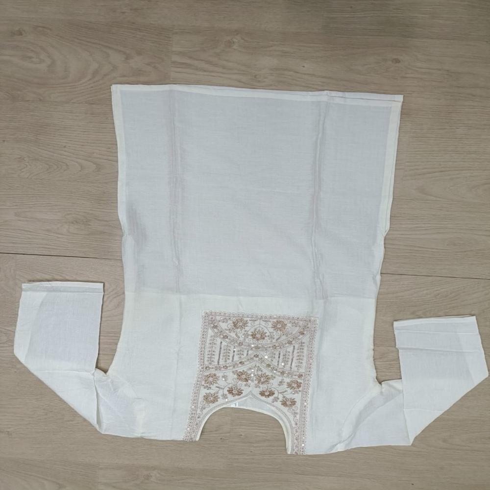 Elegant Ivory White Embroidered Straight Kurta Set with Palazzo Pants