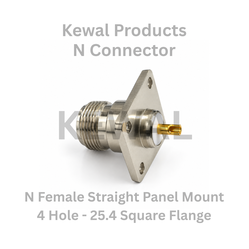 N Female Straight Panel Mount - 4 Hole 25.4 Square Flange