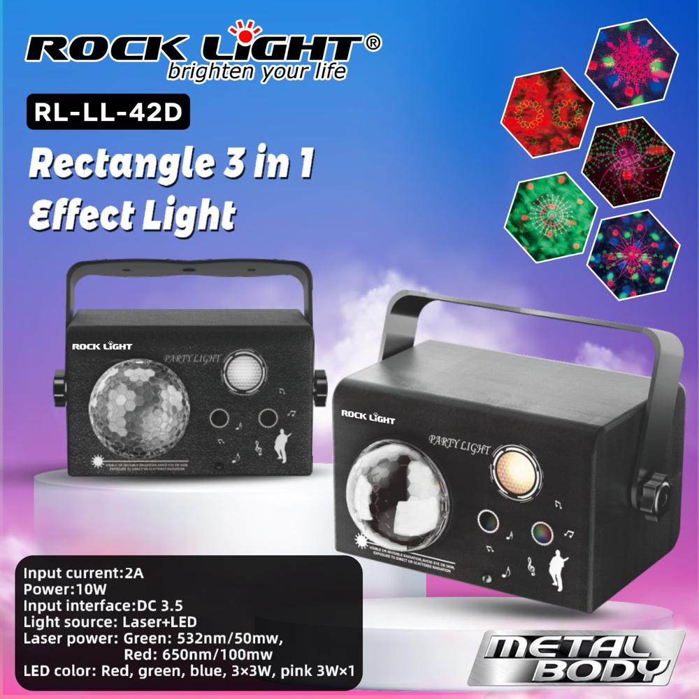 Rock Light RL-LL42D Rectangle 3 In 1 Effect Party Light
