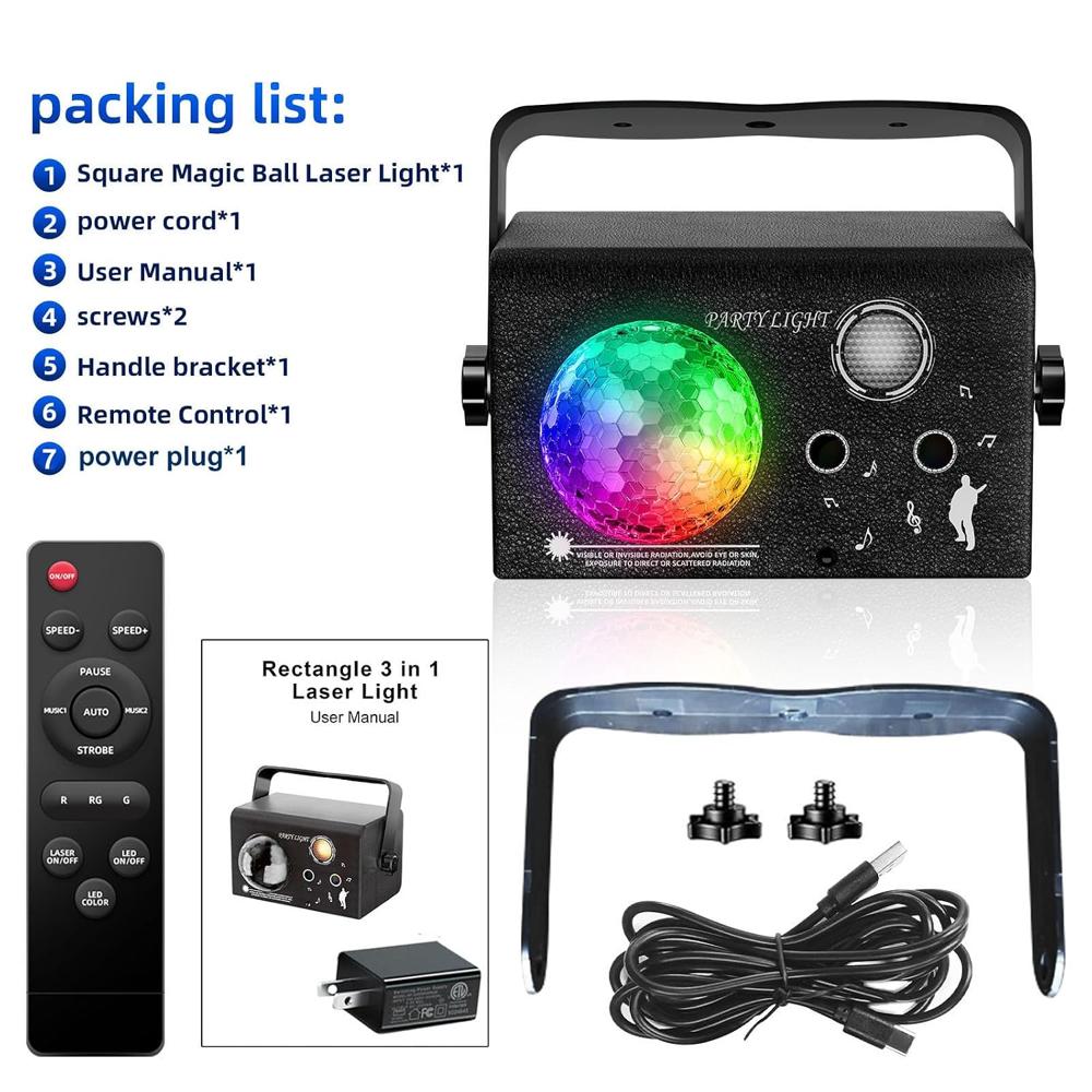 Rock Light RL-LL42D Rectangle 3 In 1 Effect Party Light