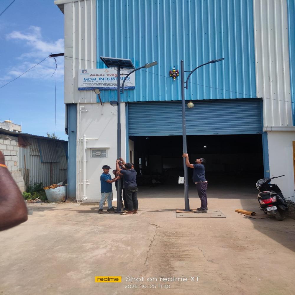 12 Mtr High Mast Pole - Durable Metal Construction, 12 Meter Height, Silver Color , Polished Surface Finish, Corrosion Resistant Design