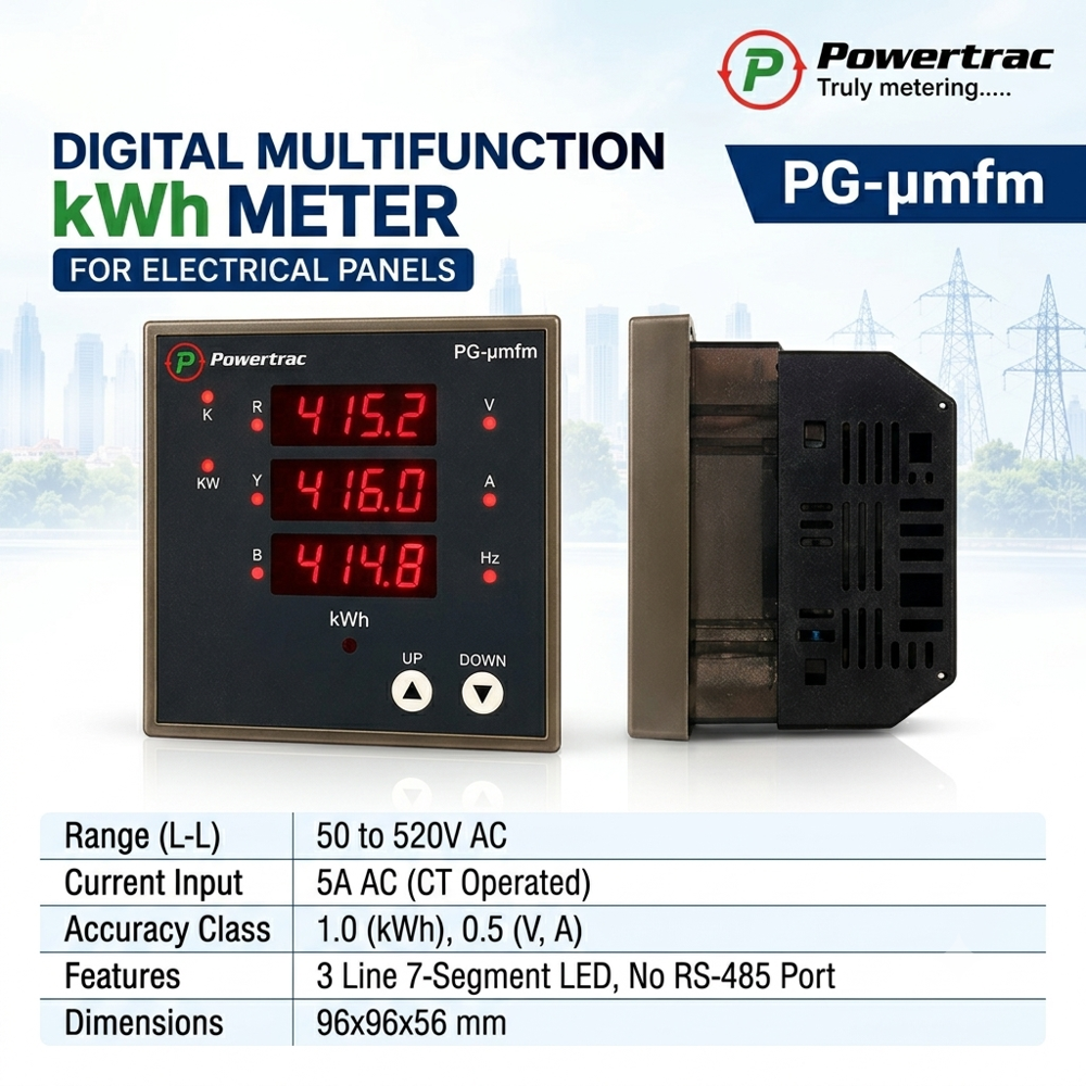 Digital Three Phase Multifunction Meter -Powertrac Pg- Umfm - Accuracy: Class 1.0 (Kwh); Class 0.5 (Voltage/current) %