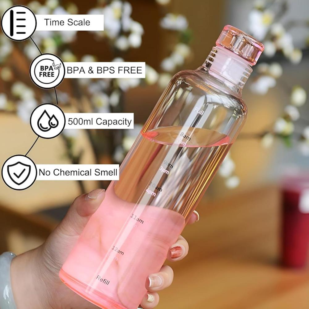 Time Marker Glass Water Bottle