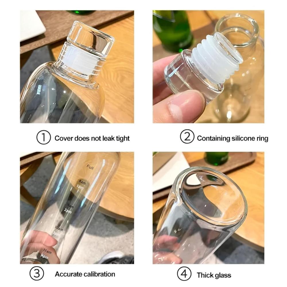 Time Marker Glass Water Bottle